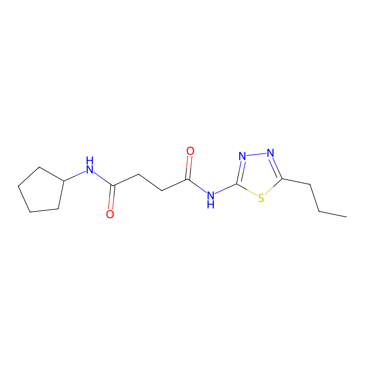 N-cyclopentyl-N'-(5-propyl-1,3,4-thiadiazol-2-yl)butanediamide molecular structure, CAS 713130-41-7