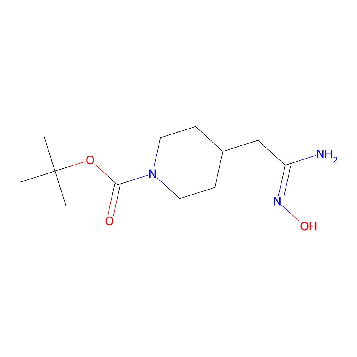 tert-butyl 4-[(N'-hydroxycarbamimidoyl)methyl]piperidine-1-carboxylate molecular structure, CAS 713147-49-0