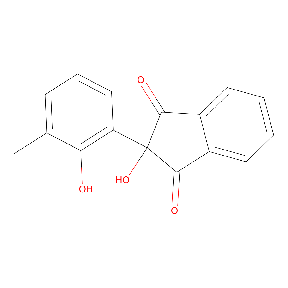 1H-Indene-1,3(2H)-dione, 2-hydroxy-2-(2-hydroxy-3-methylphenyl)- molecular structure, CAS 71321-25-0