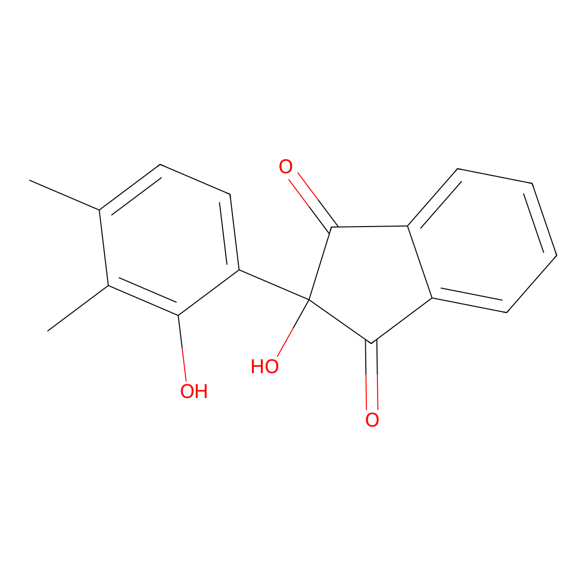 1H-Indene-1,3(2H)-dione, 2-hydroxy-2-(2-hydroxy-3,4-dimethylphenyl)- molecular structure, CAS 71321-28-3