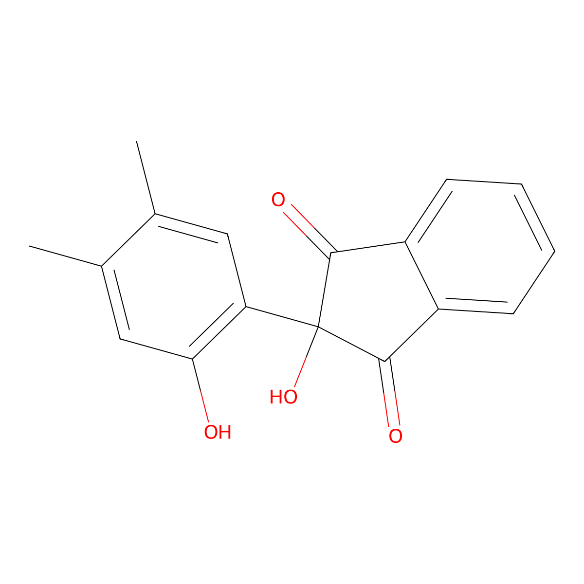 1H-Indene-1,3(2H)-dione, 2-hydroxy-2-(2-hydroxy-4,5-dimethylphenyl)- molecular structure, CAS 71321-29-4