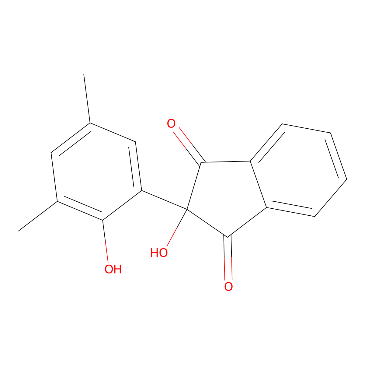 1H-Indene-1,3(2H)-dione, 2-hydroxy-2-(2-hydroxy-3,5-dimethylphenyl)- molecular structure, CAS 71321-32-9