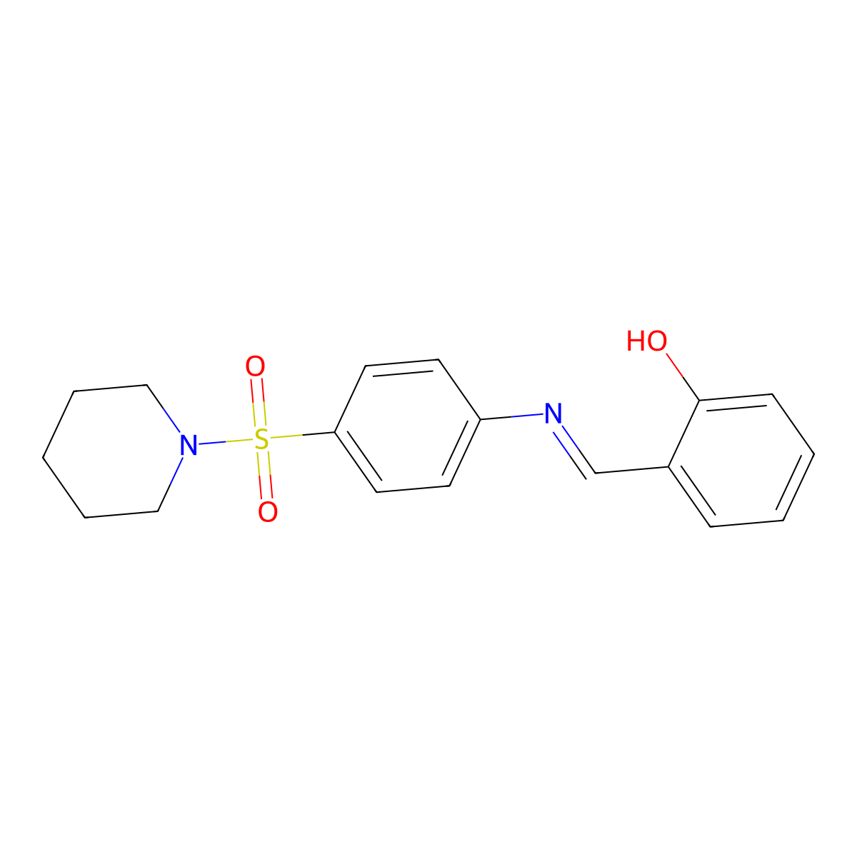 2-({[4-(1-Piperidinylsulfonyl)phenyl]imino}methyl)phenol molecular structure, CAS 71333-98-7