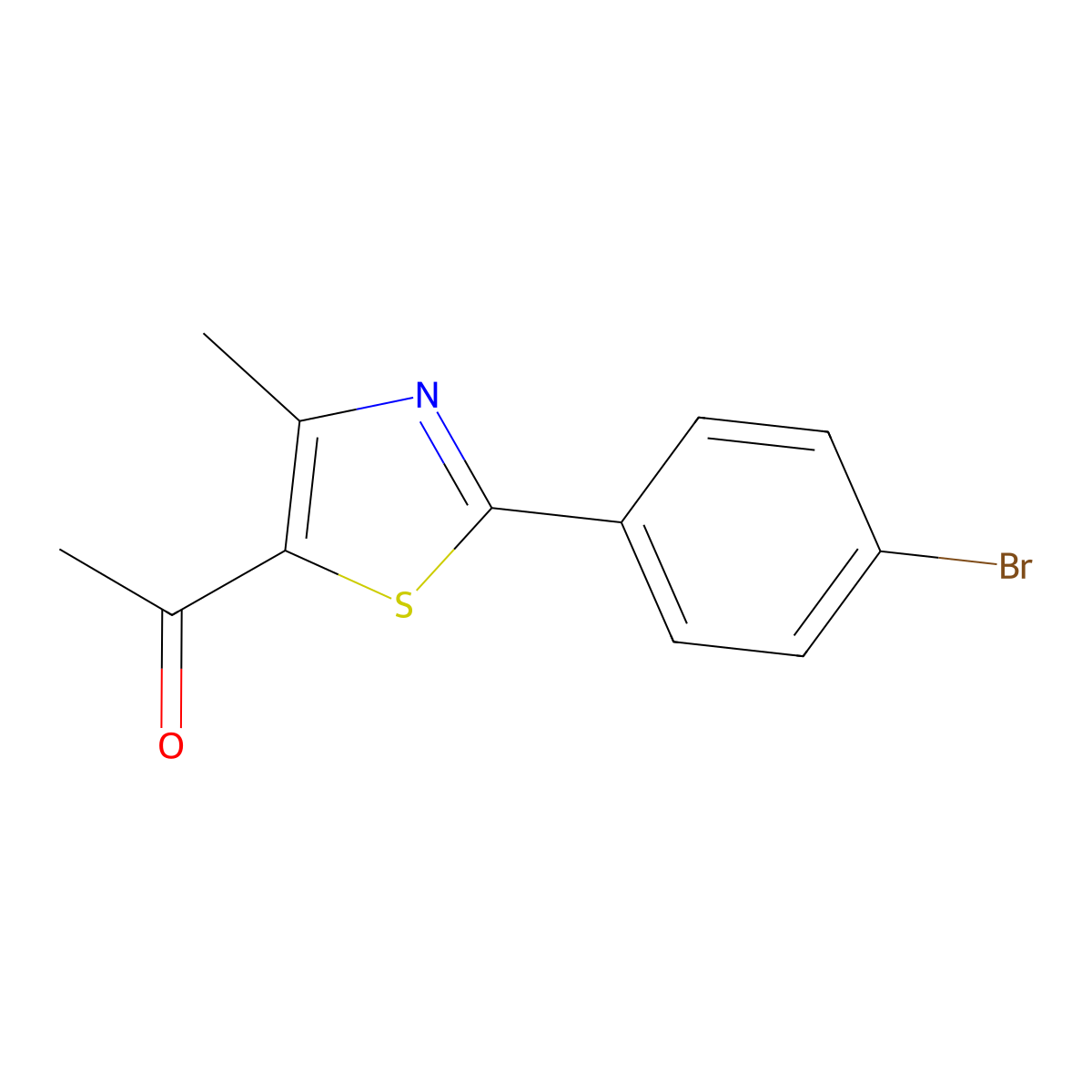 1-[2-(4-Bromophenyl)-4-methyl-1,3-thiazol-5-yl]ethan-1-one molecular structure, CAS 71338-62-0