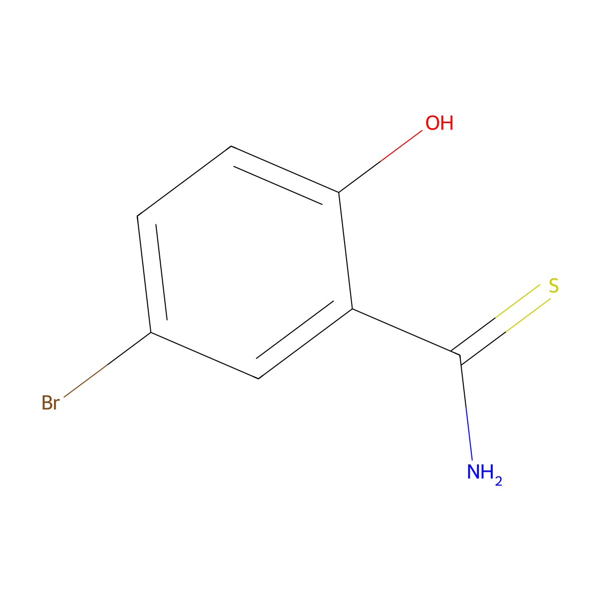 5-Bromo-2-hydroxybenzenecarbothioamide molecular structure, CAS 7134-78-3
