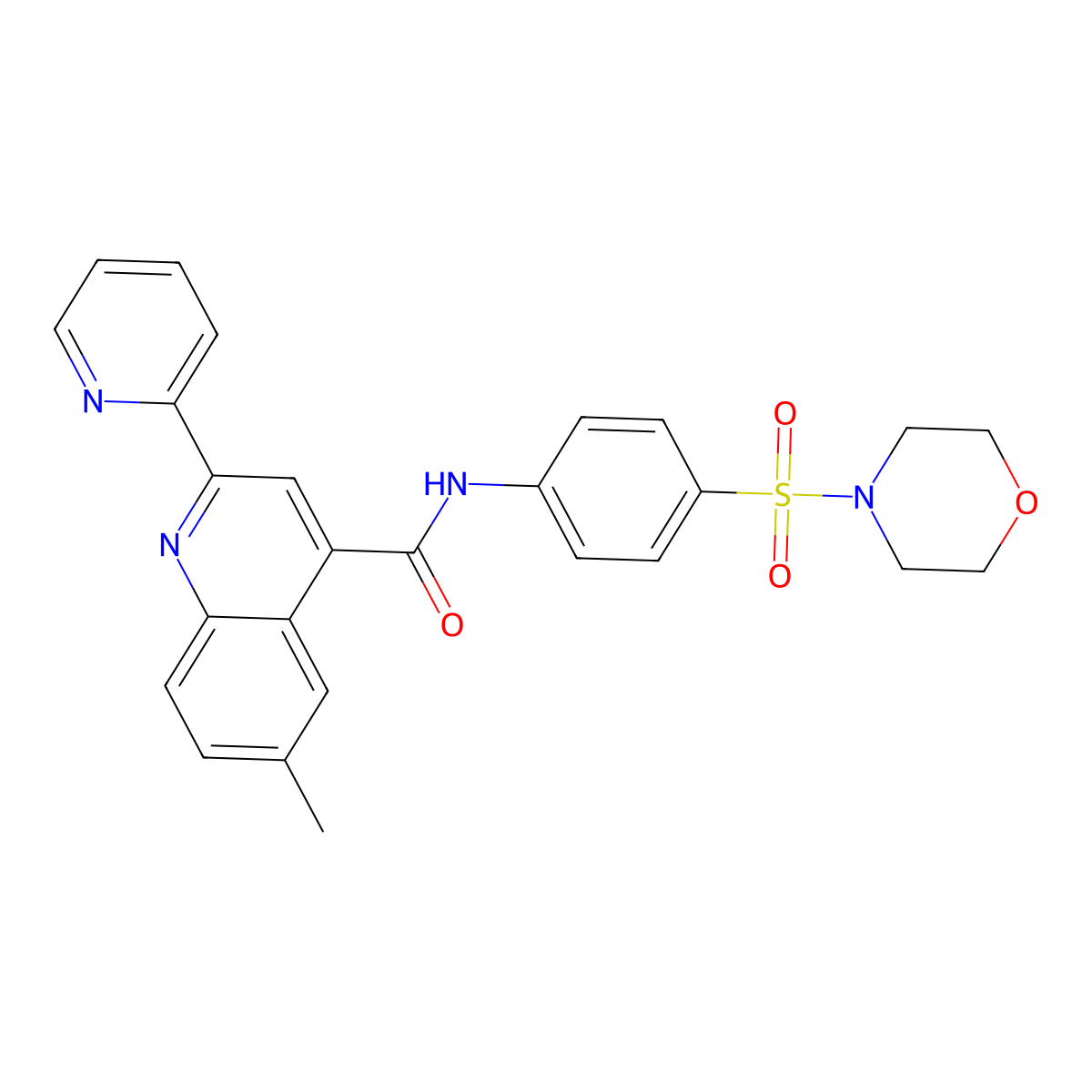 6-methyl-N-(4-morpholin-4-ylsulfonylphenyl)-2-pyridin-2-ylquinoline-4-carboxamide molecular structure, CAS 713489-43-1