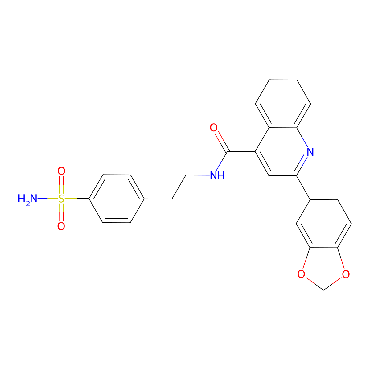 2-(1,3-benzodioxol-5-yl)-N-[2-(4-sulfamoylphenyl)ethyl]quinoline-4-carboxamide molecular structure, CAS 713489-44-2