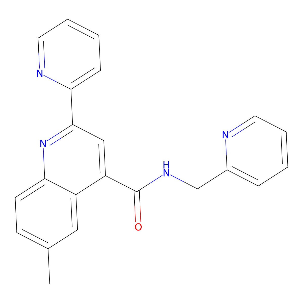 6-methyl-2-pyridin-2-yl-N-(pyridin-2-ylmethyl)quinoline-4-carboxamide molecular structure, CAS 713489-55-5