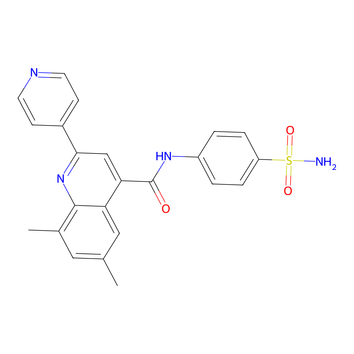 6,8-dimethyl-2-pyridin-4-yl-N-(4-sulfamoylphenyl)quinoline-4-carboxamide molecular structure, CAS 713489-56-6