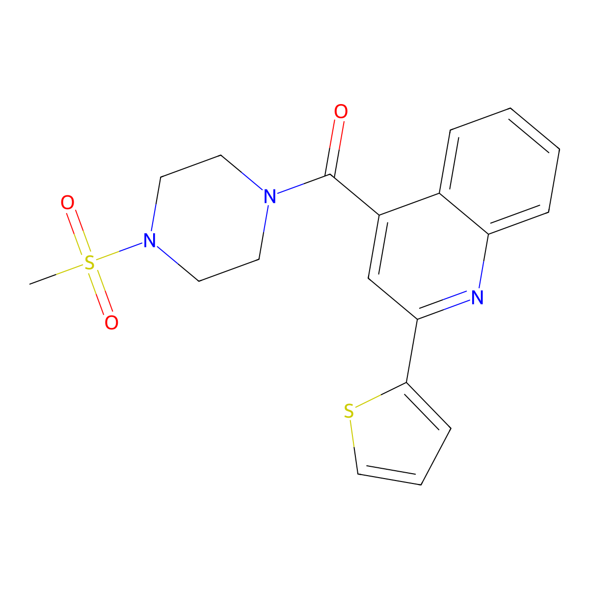 4-{[4-(Methylsulfonyl)-1-piperazinyl]carbonyl}-2-(2-thienyl)quinoline molecular structure, CAS 713489-61-3