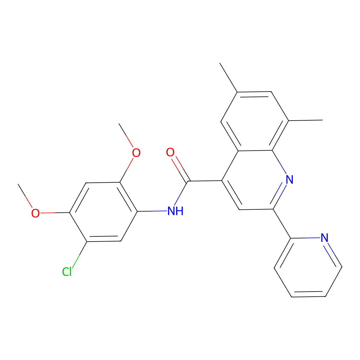 N-(5-chloro-2,4-dimethoxyphenyl)-6,8-dimethyl-2-pyridin-2-ylquinoline-4-carboxamide molecular structure, CAS 713489-73-7