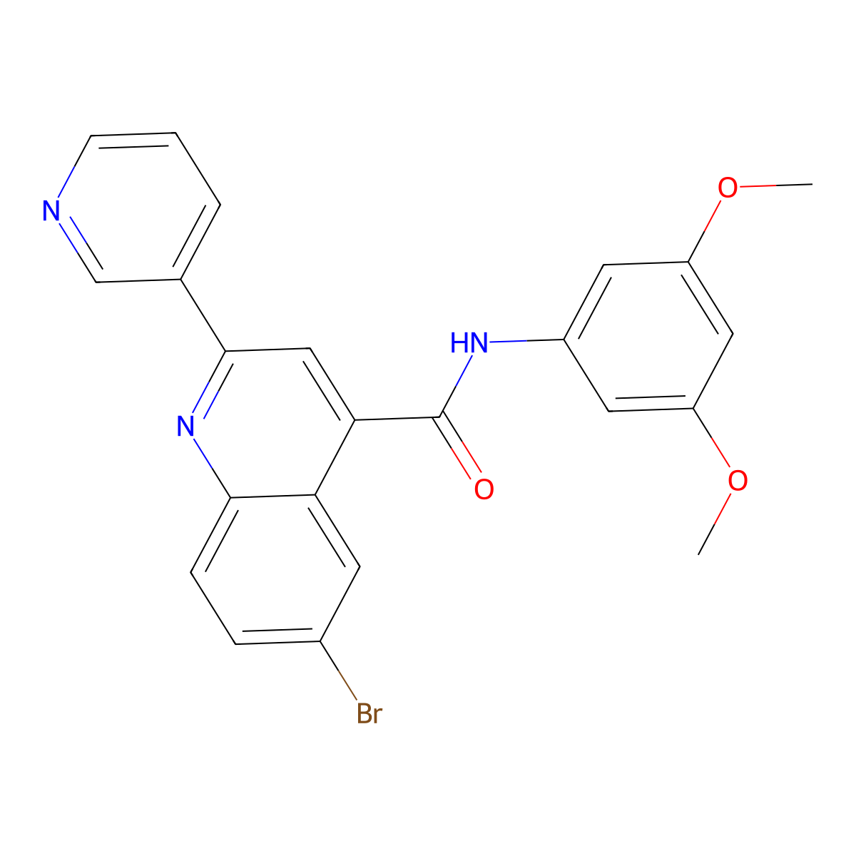 6-bromo-N-(3,5-dimethoxyphenyl)-2-pyridin-3-ylquinoline-4-carboxamide molecular structure, CAS 713489-79-3