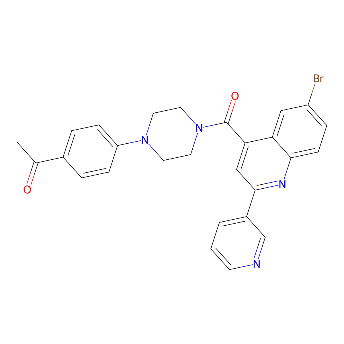 1-[4-[4-[[6-Bromo-2-(3-pyridinyl)-4-quinolinyl]-oxomethyl]-1-piperazinyl]phenyl]ethanone molecular structure, CAS 713489-86-2