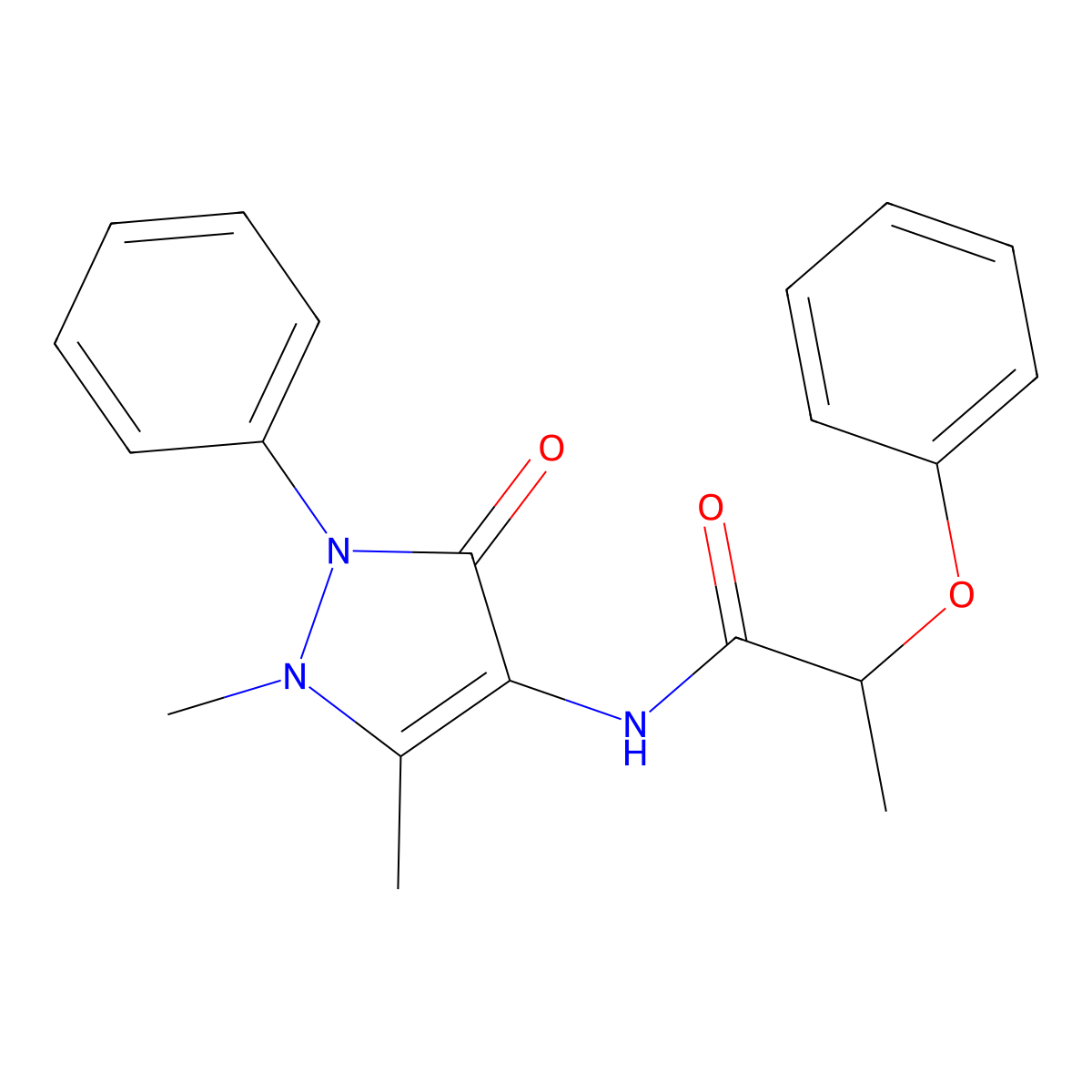 N-(1,5-dimethyl-3-oxo-2-phenylpyrazol-4-yl)-2-phenoxypropanamide molecular structure, CAS 713490-41-6