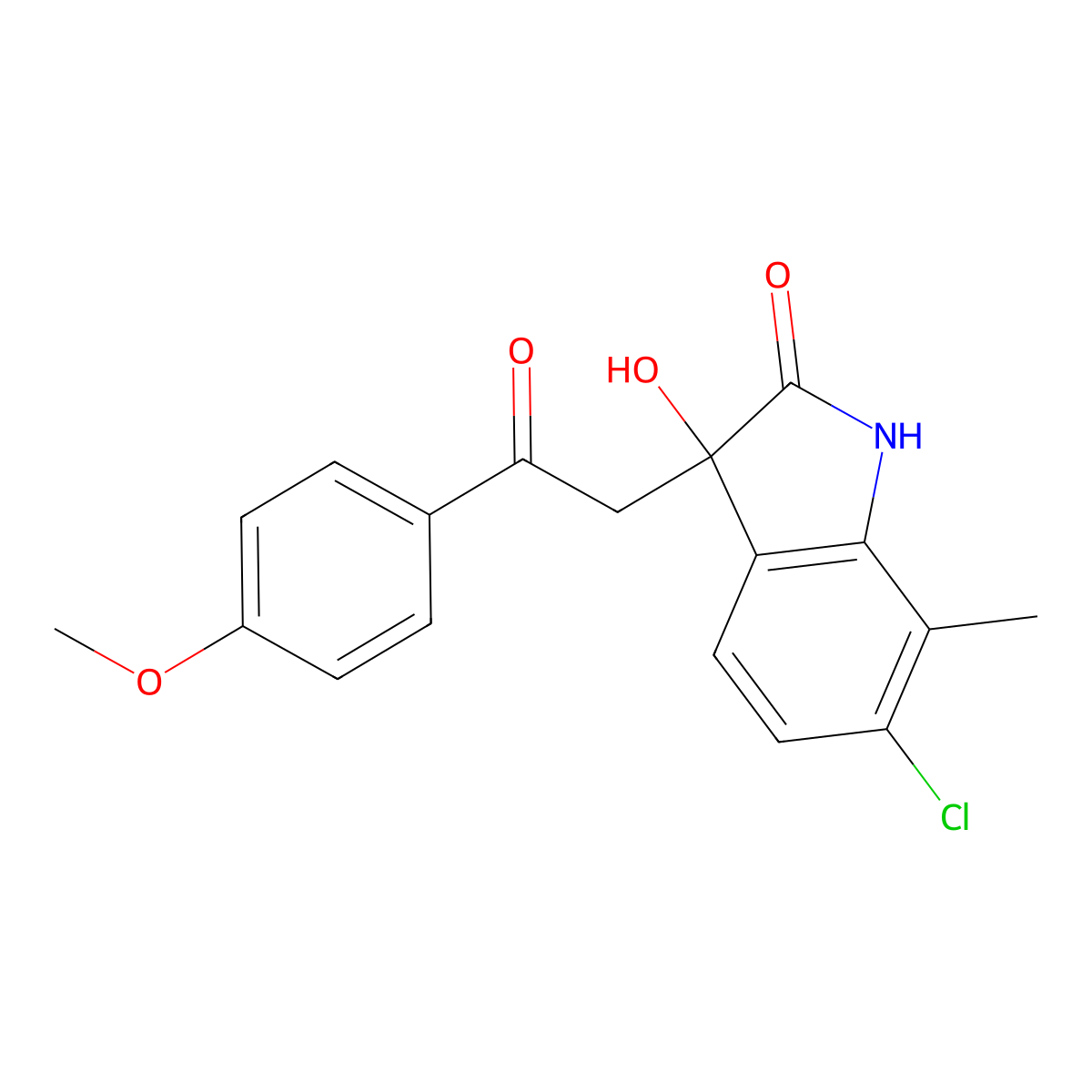 6-chloro-3-hydroxy-3-[2-(4-methoxyphenyl)-2-oxoethyl]-7-methyl-1H-indol-2-one molecular structure, CAS 713490-45-0