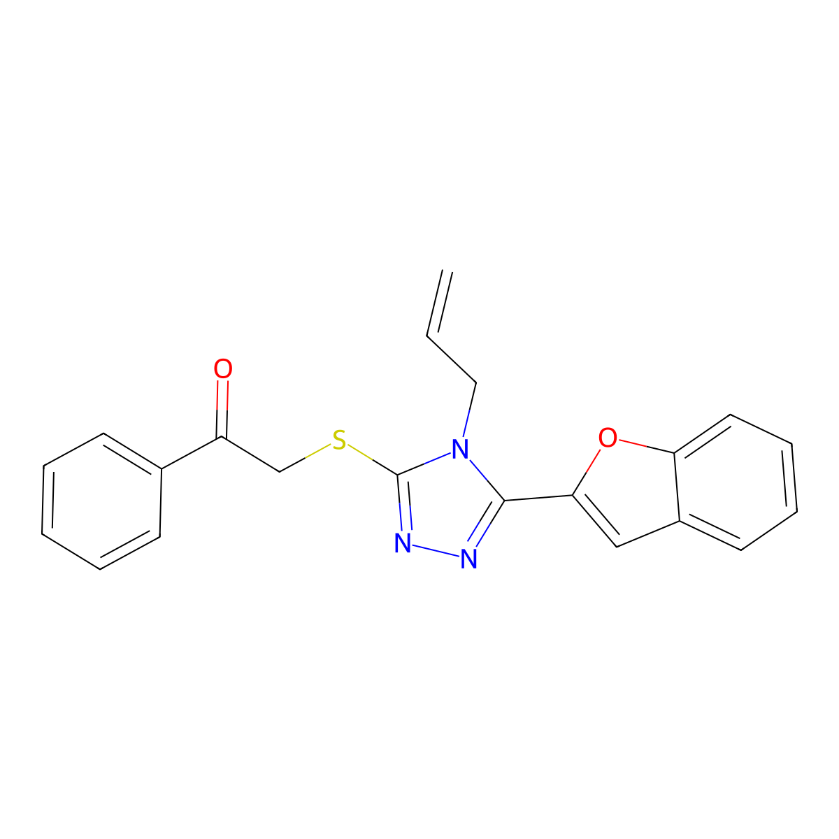 2-[[5-(1-Benzofuran-2-yl)-4-prop-2-enyl-1,2,4-triazol-3-yl]sulfanyl]-1-phenylethanone molecular structure, CAS 713490-58-5
