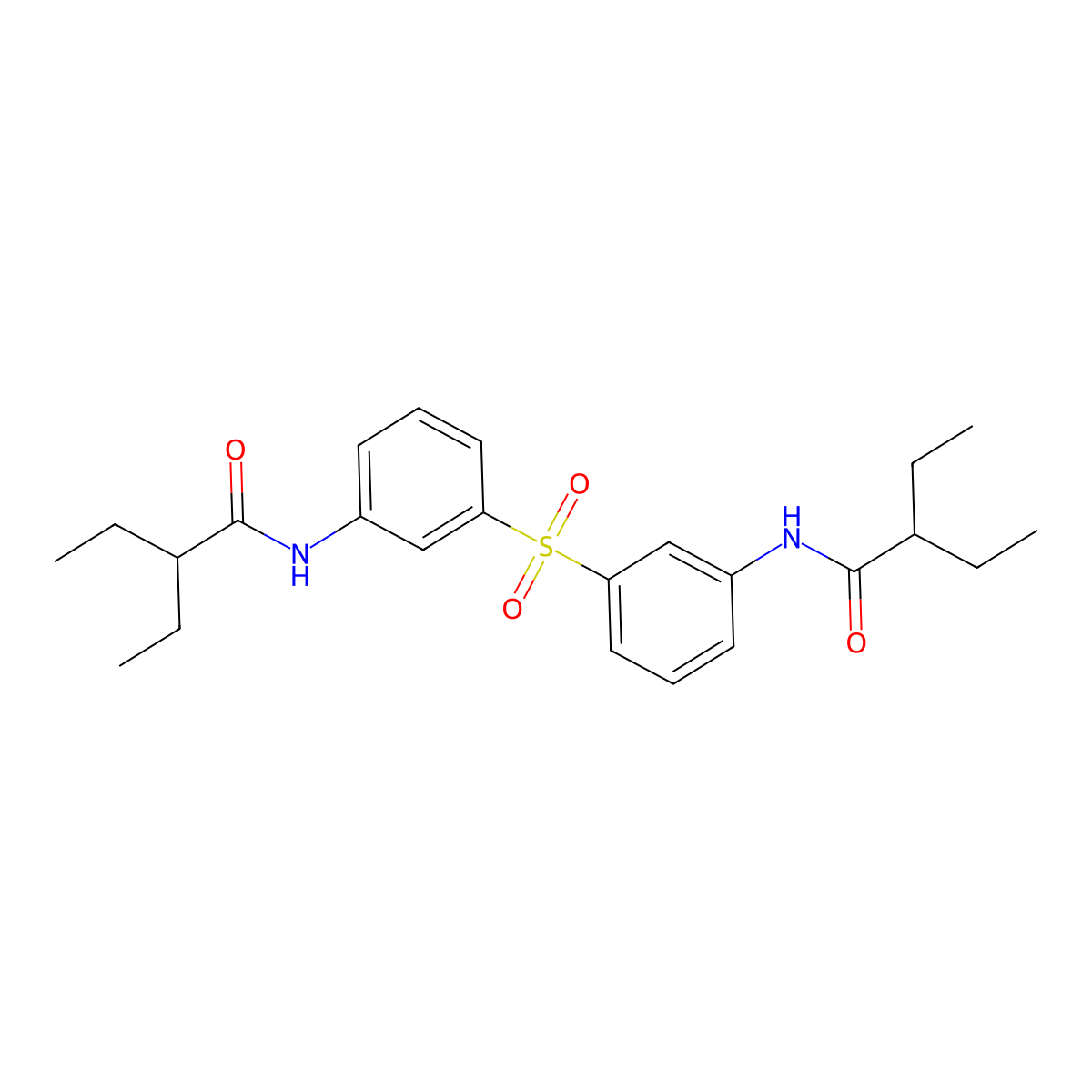 2-ethyl-N-[3-[3-(2-ethylbutanoylamino)phenyl]sulfonylphenyl]butanamide molecular structure, CAS 713490-94-9