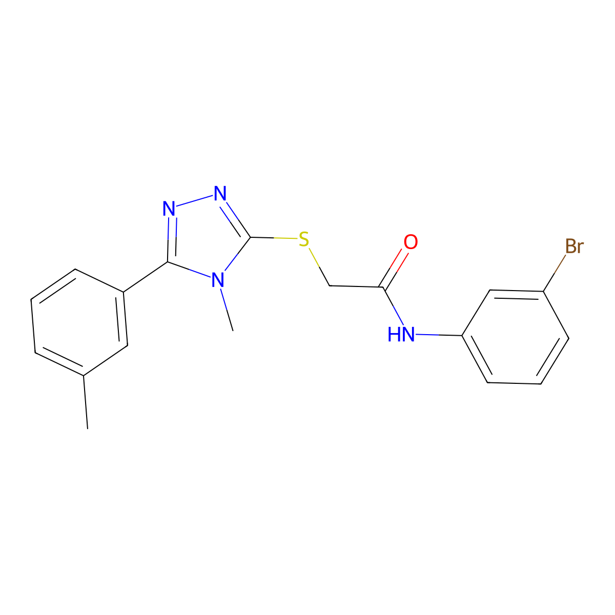 N-(3-bromophenyl)-2-[[4-methyl-5-(3-methylphenyl)-1,2,4-triazol-3-yl]sulfanyl]acetamide molecular structure, CAS 713491-01-1