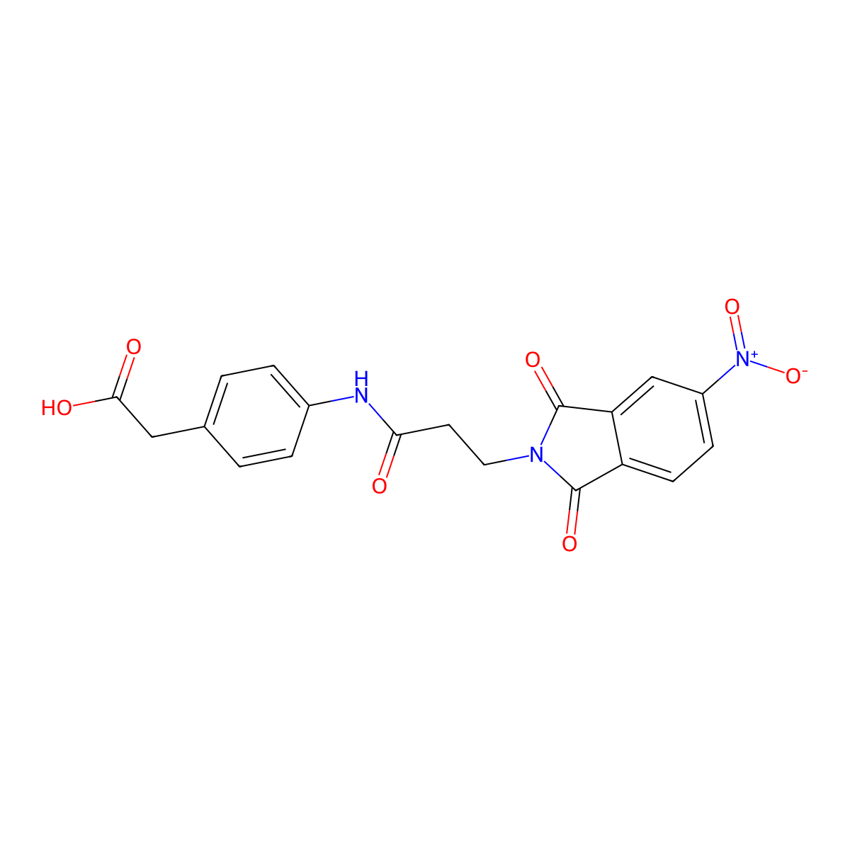 (4-{[3-(5-nitro-1,3-dioxo-1,3-dihydro-2H-isoindol-2-yl)propanoyl]amino}phenyl)acetic acid molecular structure, CAS 713491-51-1