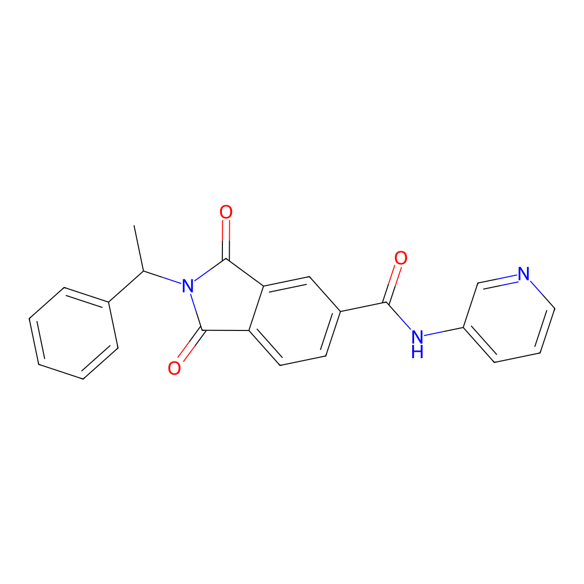 1,3-dioxo-2-(1-phenylethyl)-N-pyridin-3-ylisoindole-5-carboxamide molecular structure, CAS 713491-59-9