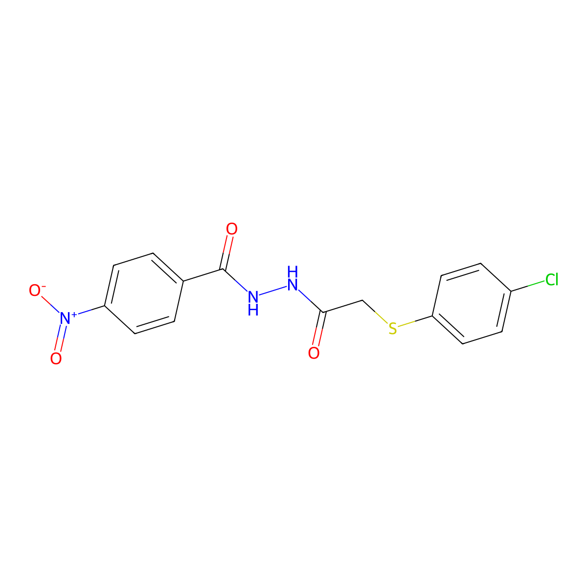 N'-[2-(4-chlorophenyl)sulfanylacetyl]-4-nitrobenzohydrazide molecular structure, CAS 713492-10-5