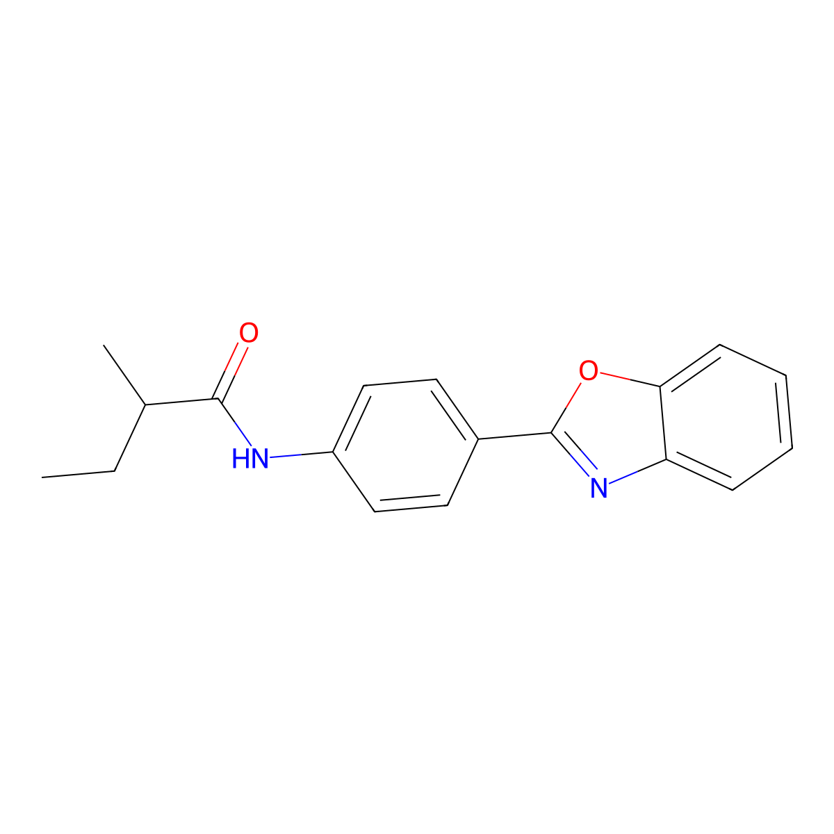 N-[4-(1,3-benzoxazol-2-yl)phenyl]-2-methylbutanamide molecular structure, CAS 713492-97-8