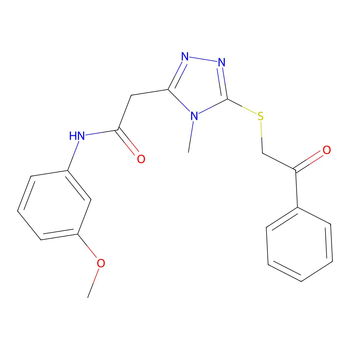 N-(3-methoxyphenyl)-2-(4-methyl-5-phenacylsulfanyl-1,2,4-triazol-3-yl)acetamide molecular structure, CAS 713493-12-0