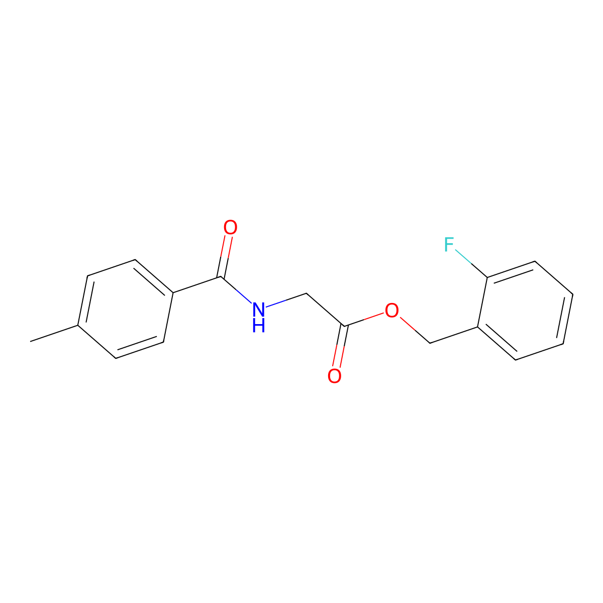 (2-Fluorophenyl)methyl 2-[(4-methylbenzoyl)amino]acetate molecular structure, CAS 713493-21-1
