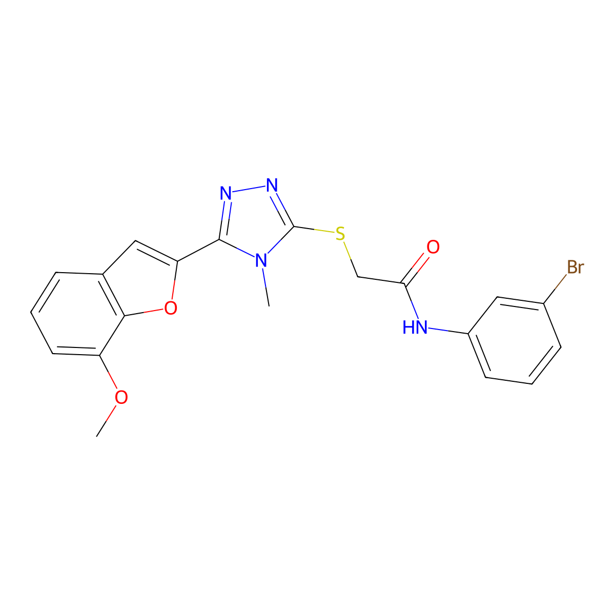 N-(3-bromophenyl)-2-[[5-(7-methoxy-2-benzofuranyl)-4-methyl-1,2,4-triazol-3-yl]thio]acetamide molecular structure, CAS 713493-69-7