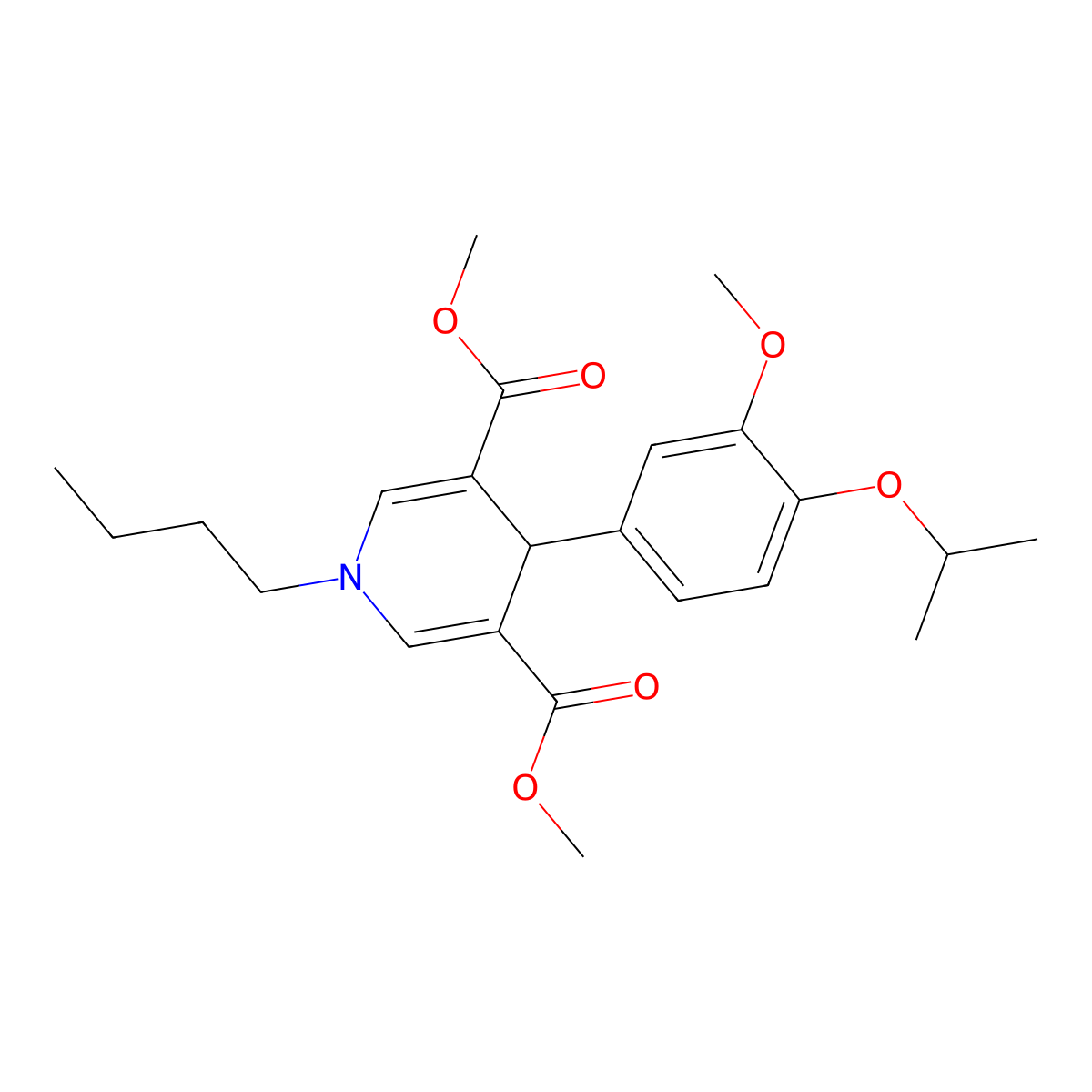 Dimethyl 1-butyl-4-[3-methoxy-4-(propan-2-yloxy)phenyl]-1,4-dihydropyridine-3,5-dicarboxylate molecular structure, CAS 713493-84-6