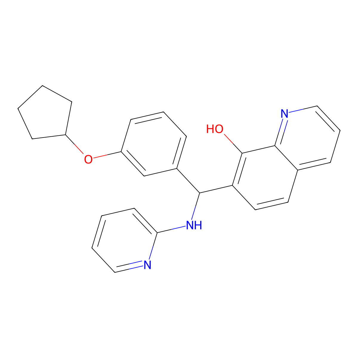 7-[(3-Cyclopentyloxyphenyl)-(pyridin-2-ylamino)methyl]quinolin-8-ol molecular structure, CAS 713493-89-1