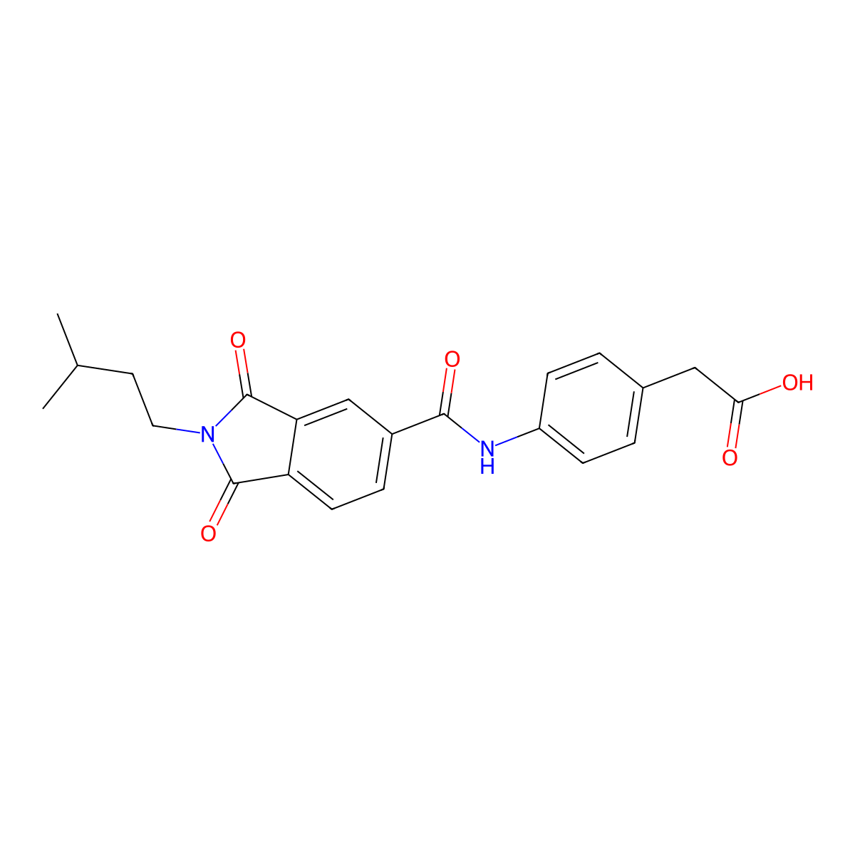[4-({[2-(3-methylbutyl)-1,3-dioxo-2,3-dihydro-1H-isoindol-5-yl]carbonyl}amino)phenyl]acetic acid molecular structure, CAS 713494-25-8