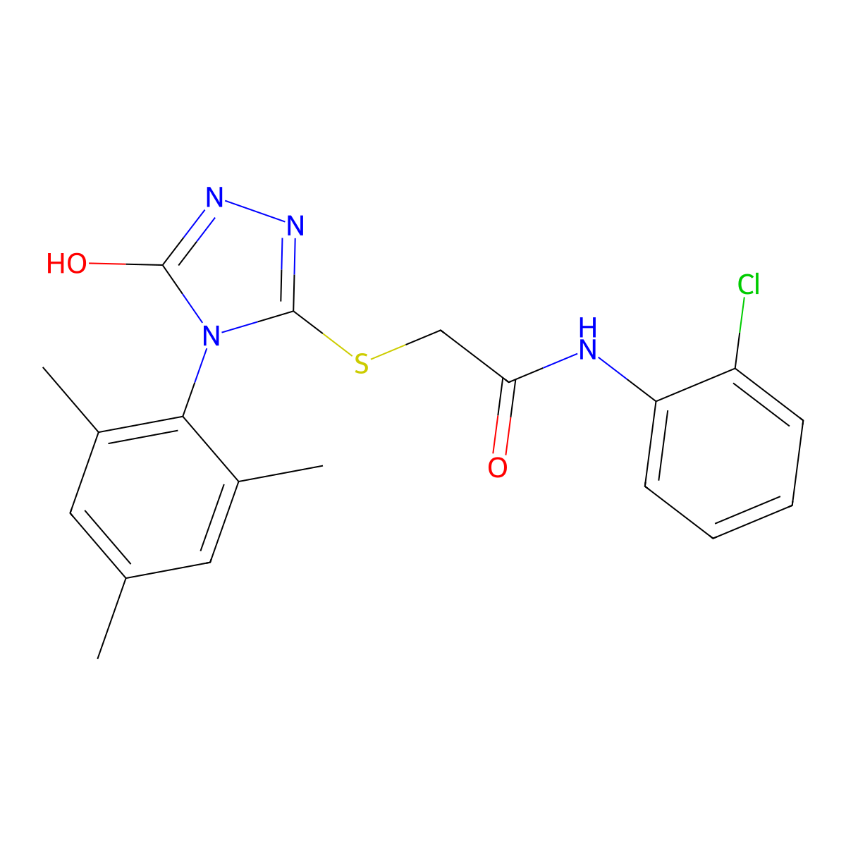 n-(2-Chlorophenyl)-2-{[5-hydroxy-4-(2,4,6-trimethylphenyl)-4h-1,2,4-triazol-3-yl]sulfanyl}acetamide molecular structure, CAS 713495-05-7