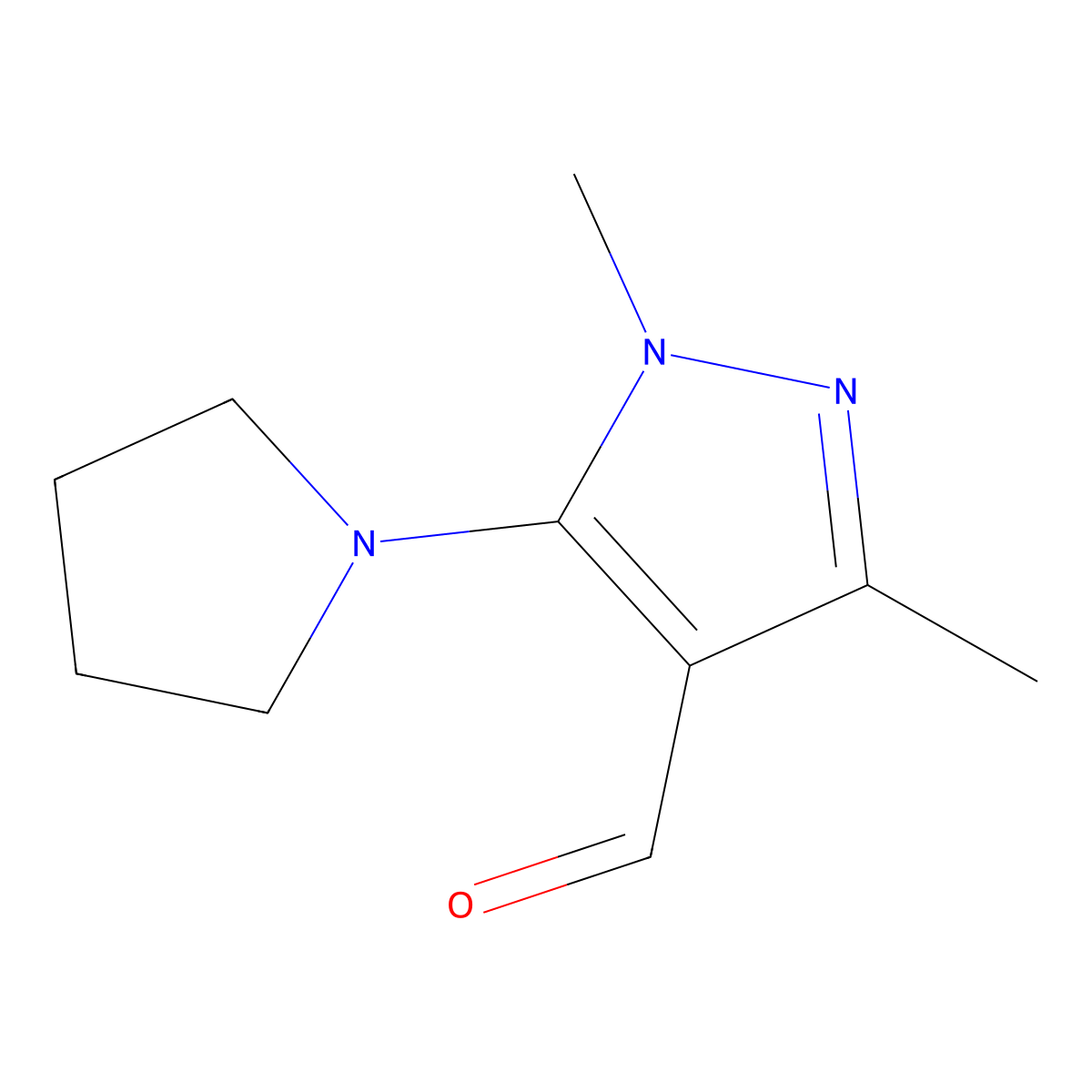 1,3-Dimethyl-5-(pyrrolidin-1-YL)-1H-pyrazole-4-carbaldehyde molecular structure, CAS 713496-43-6