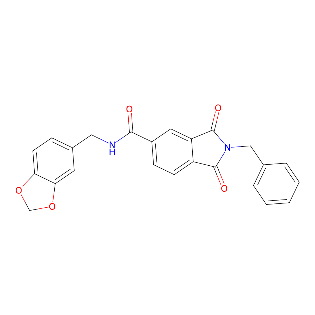 N-(1,3-benzodioxol-5-ylmethyl)-2-benzyl-1,3-dioxoisoindole-5-carboxamide molecular structure, CAS 713498-49-8