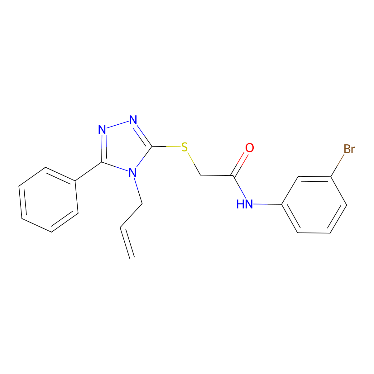 N-(3-bromophenyl)-2-{[5-phenyl-4-(prop-2-en-1-yl)-4H-1,2,4-triazol-3-yl]sulfanyl}acetamide molecular structure, CAS 713498-52-3