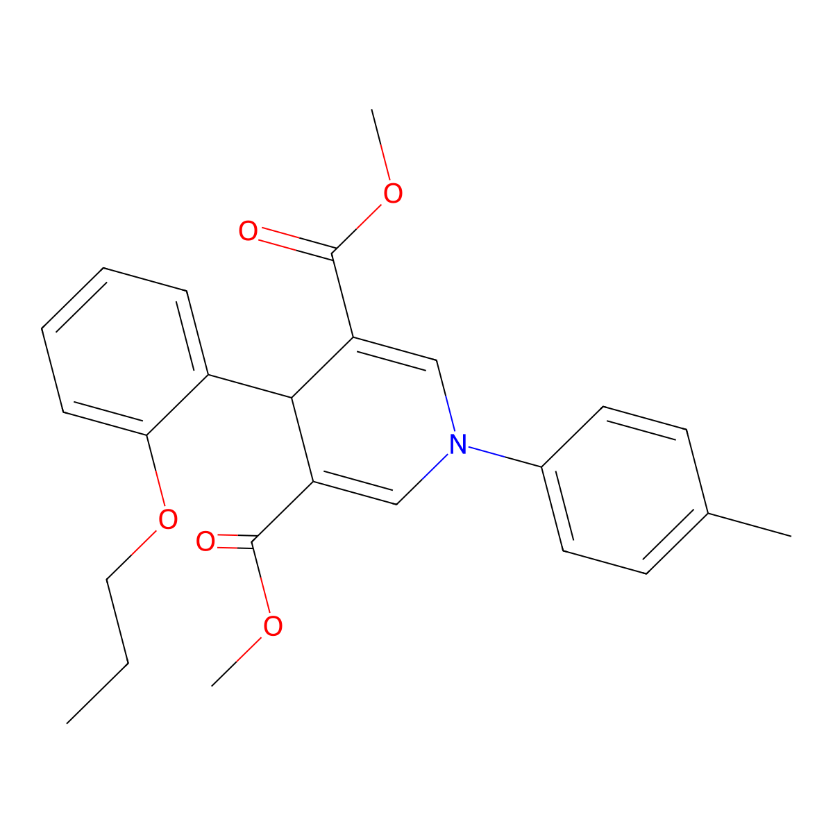 Dimethyl 1-(4-methylphenyl)-4-(2-propoxyphenyl)-1,4-dihydropyridine-3,5-dicarboxylate molecular structure, CAS 713498-75-0