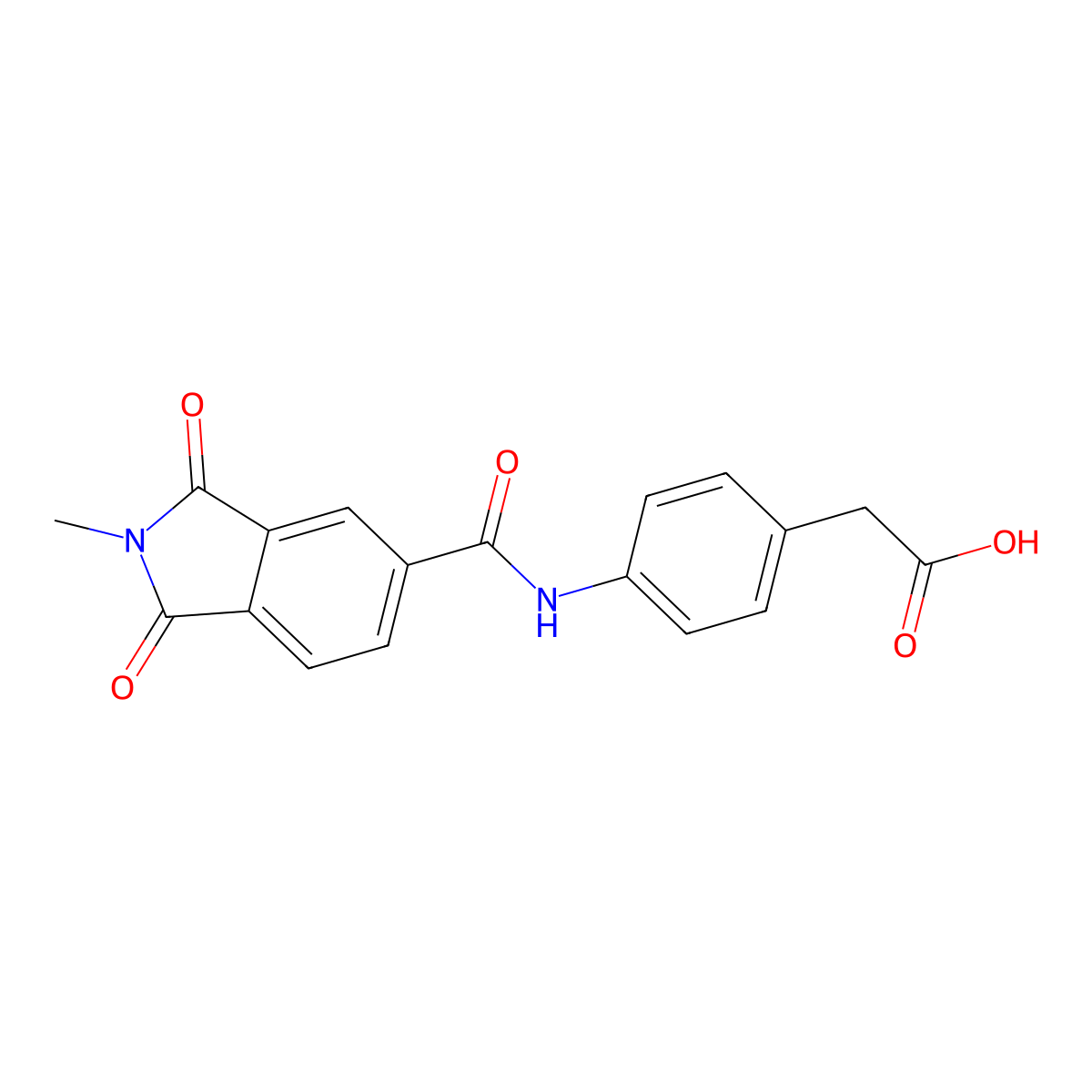 2-(4-(2-Methyl-1,3-dioxoisoindoline-5-carboxamido)phenyl)acetic acid molecular structure, CAS 713498-76-1