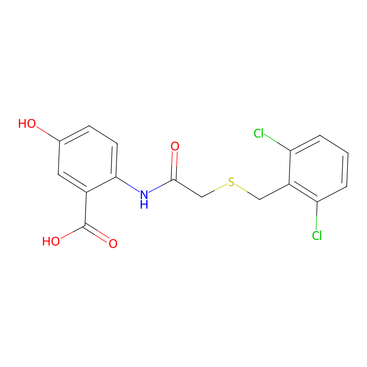 2-({[(2,6-Dichlorobenzyl)sulfanyl]acetyl}amino)-5-hydroxybenzoic acid molecular structure, CAS 713498-89-6