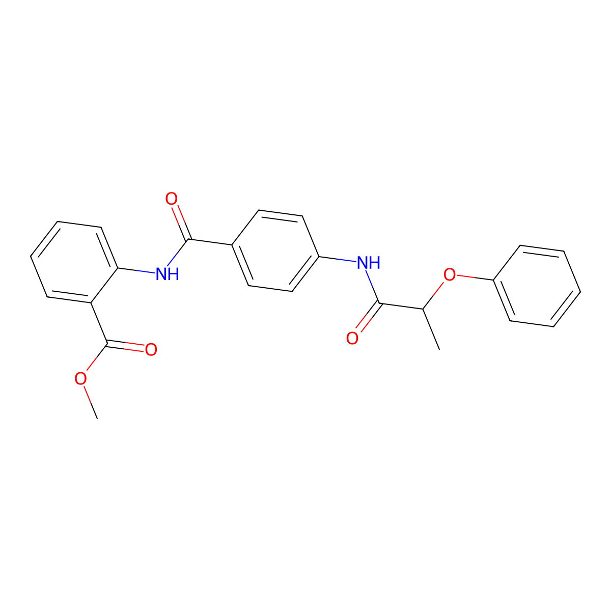 Methyl 2-[({4-[(2-phenoxypropanoyl)amino]phenyl}carbonyl)amino]benzoate molecular structure, CAS 713498-90-9