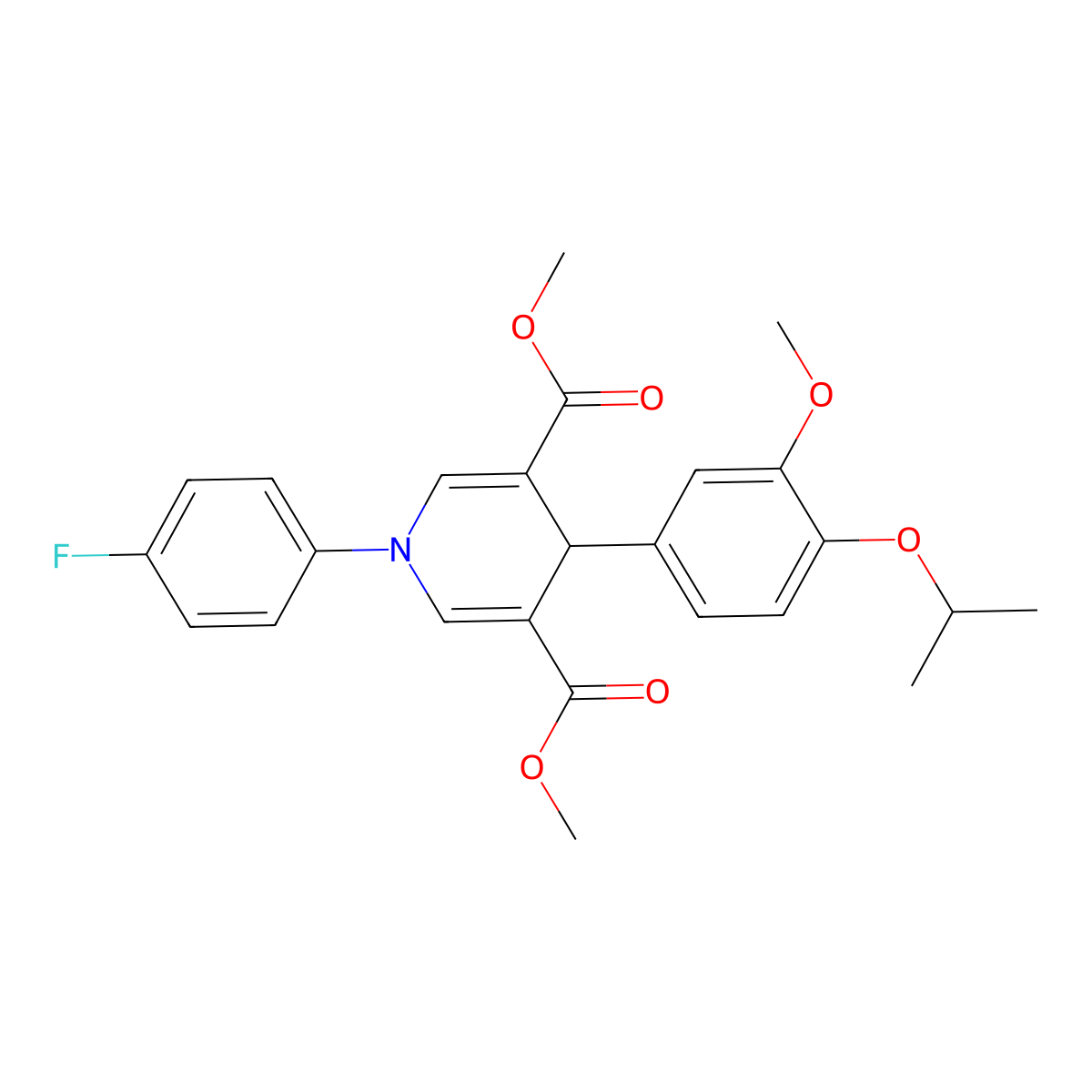Dimethyl 1-(4-fluorophenyl)-4-[3-methoxy-4-(propan-2-yloxy)phenyl]-1,4-dihydropyridine-3,5-dicarboxylate molecular structure, CAS 713499-30-0