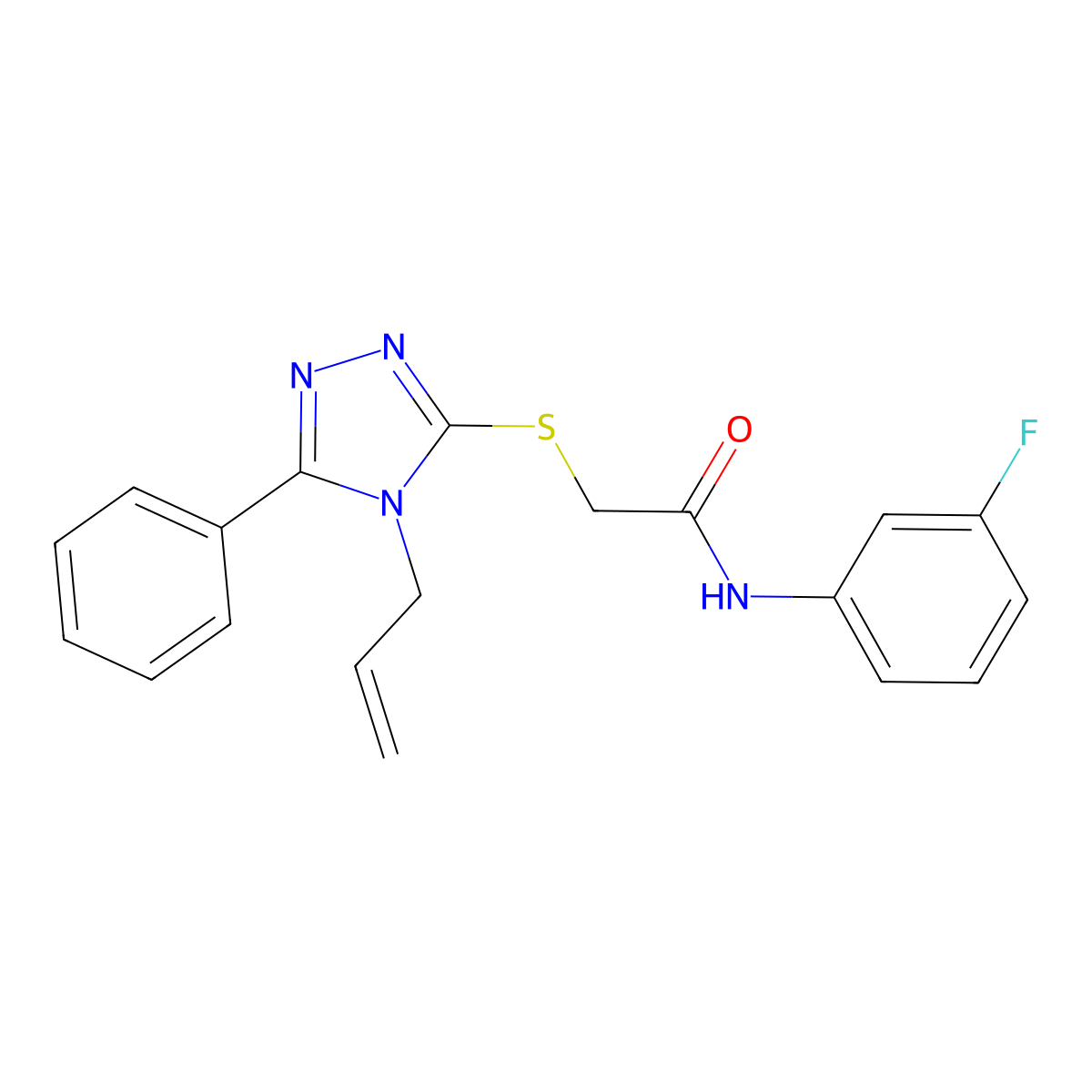 N-(3-fluorophenyl)-2-[(5-phenyl-4-prop-2-enyl-1,2,4-triazol-3-yl)sulfanyl]acetamide molecular structure, CAS 713499-48-0