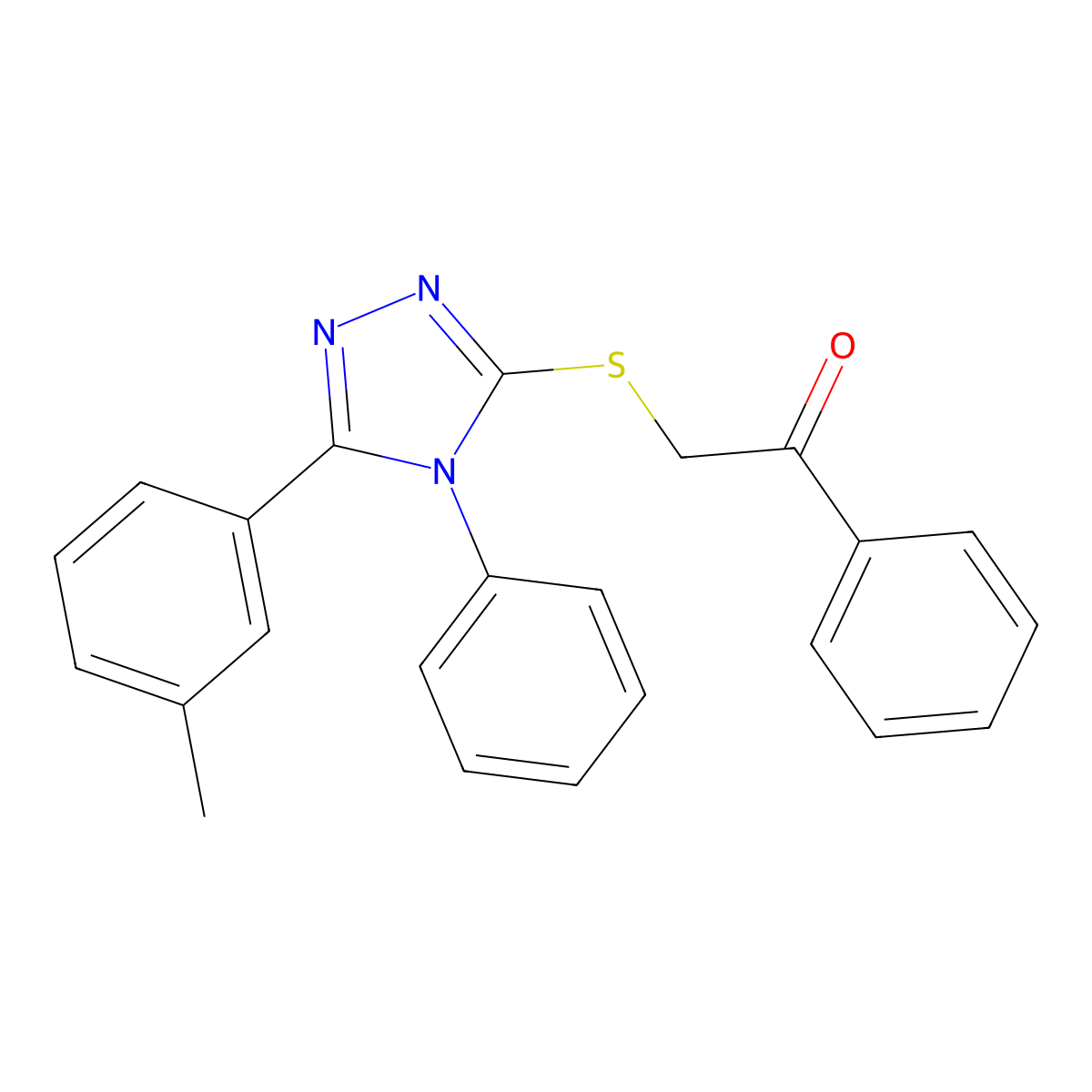 2-[[5-(3-Methylphenyl)-4-phenyl-1,2,4-triazol-3-yl]sulfanyl]-1-phenylethanone molecular structure, CAS 713499-49-1