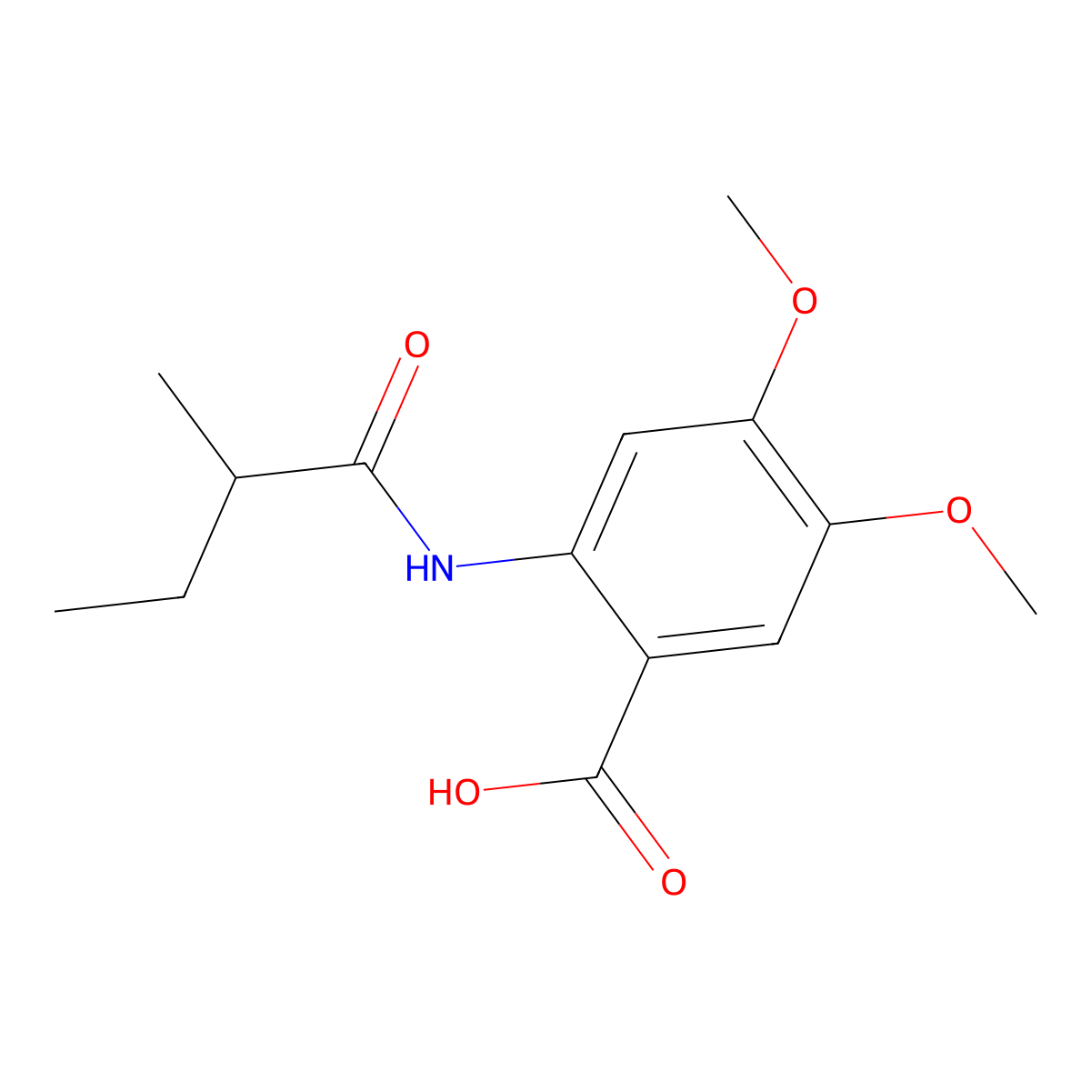 4,5-Dimethoxy-2-[(2-methylbutanoyl)amino]benzoic acid molecular structure, CAS 713499-93-5