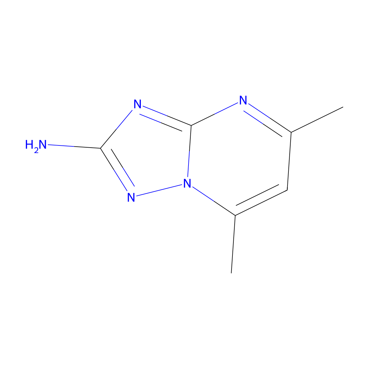 5,7-Dimethyl-(1,2,4)triazolo(1,5-a)pyrimidin-2-amine molecular structure, CAS 7135-02-6