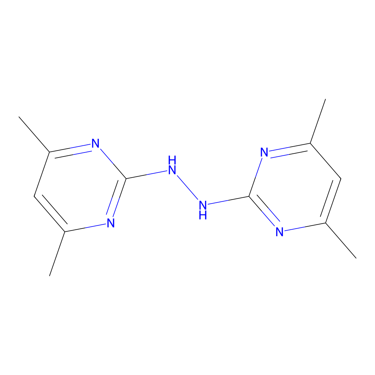2,2'-Hydrazine-1,2-diylbis(4,6-dimethylpyrimidine) molecular structure, CAS 7135-09-3