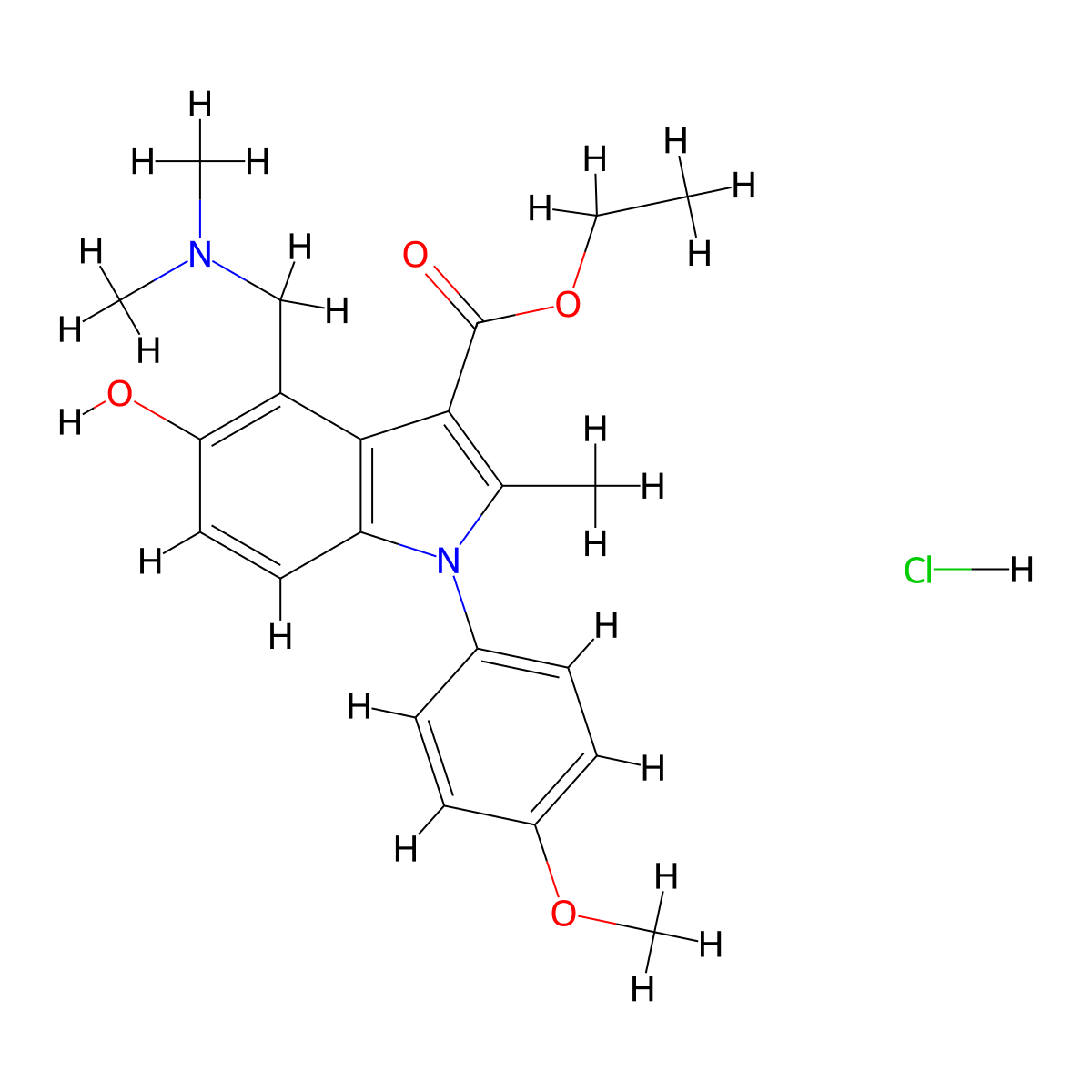 ethyl 4-((dimethylamino)methyl)-5-hydroxy-1-(4-methoxyphenyl)-2-methyl-1H-indole-3-carboxylate hydrochloride molecular structure, CAS 7135-26-4