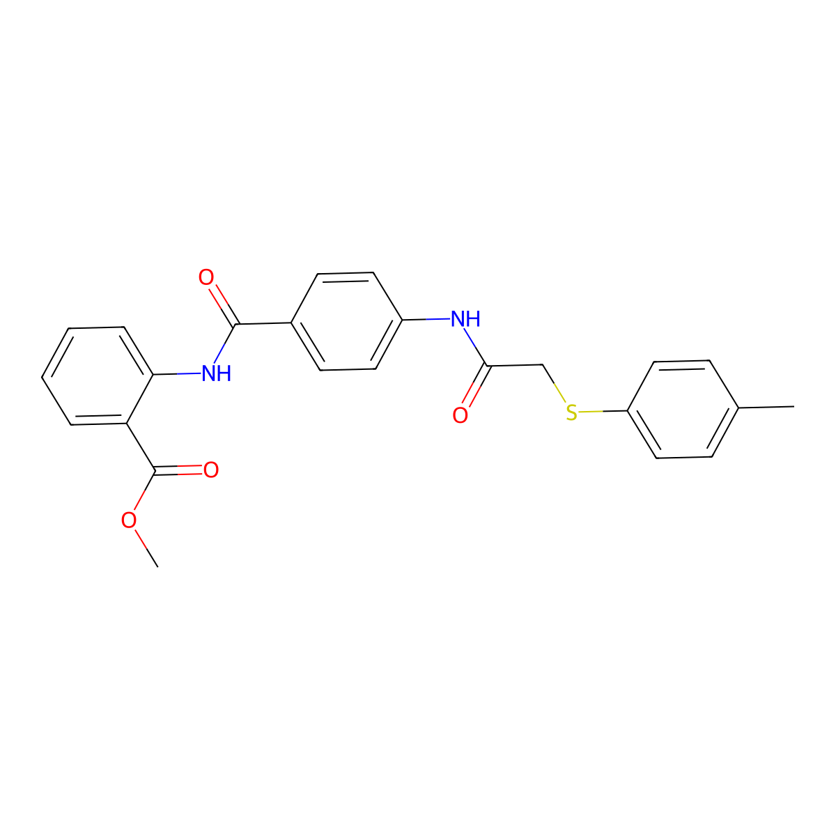 Methyl 2-({[4-({[(4-methylphenyl)sulfanyl]acetyl}amino)phenyl]carbonyl}amino)benzoate molecular structure, CAS 713500-18-6