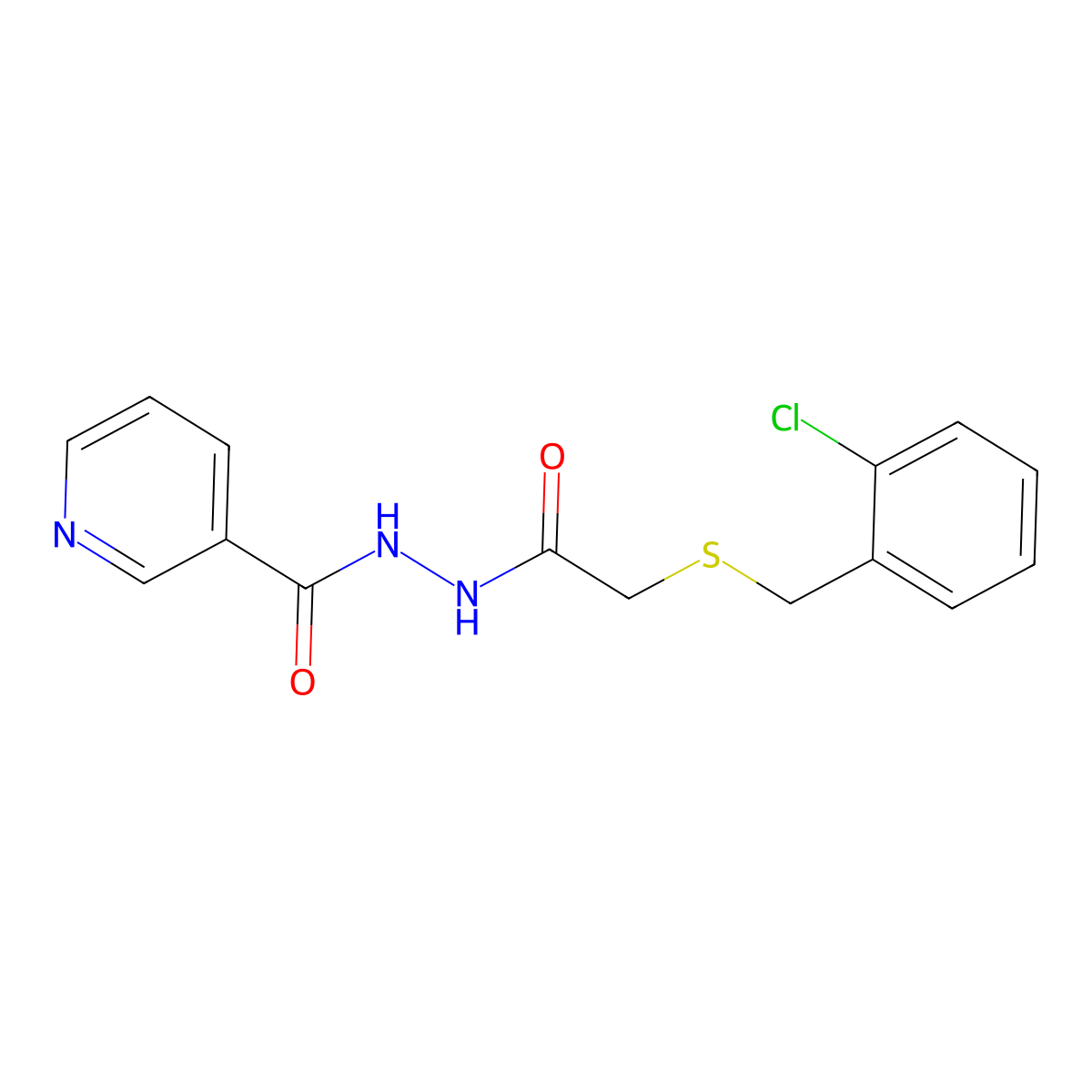 N'-[2-[(2-chlorophenyl)methylsulfanyl]acetyl]pyridine-3-carbohydrazide molecular structure, CAS 713500-26-6