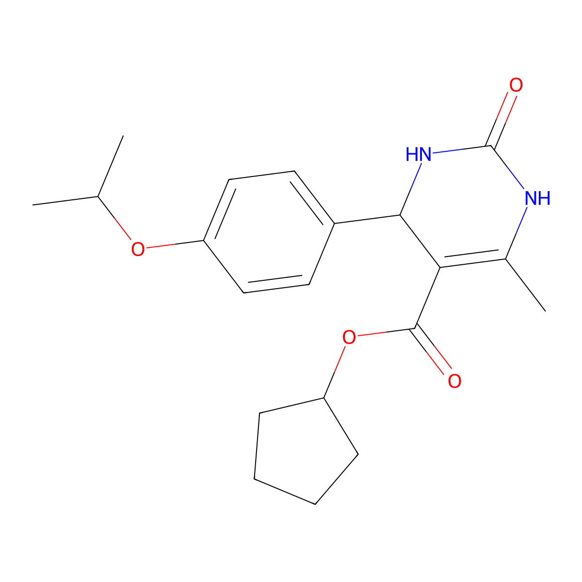 Cyclopentyl 6-methyl-2-oxo-4-[4-(propan-2-yloxy)phenyl]-1,2,3,4-tetrahydropyrimidine-5-carboxylate molecular structure, CAS 713500-43-7